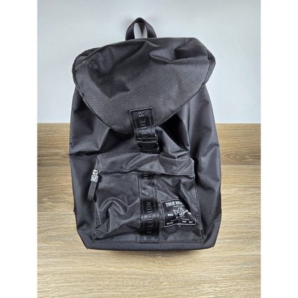 True Religion Logo Neela Black & White Large Backpack - Picture 1 of 10